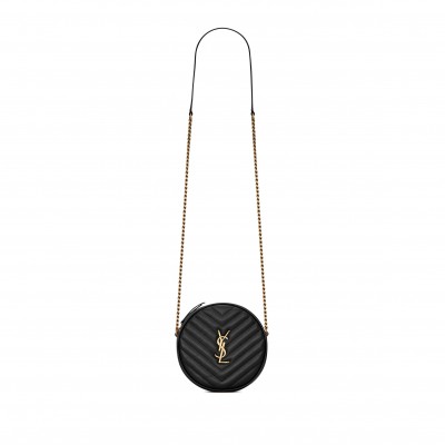YSL VINYLE IN CHEVRON-QUILTED GRAIN DE POUDRE EMBOSSED LEATHER 6104361GF071000 (17*17*5.5cm)
